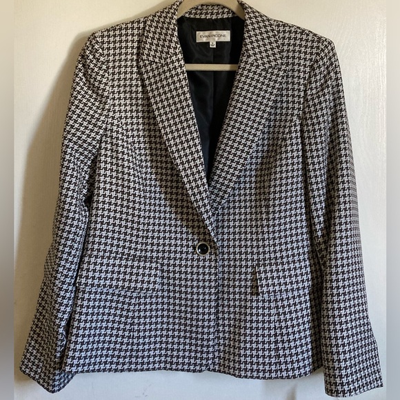 🌞Evan Picone New Black & White Checkered Print Blazer Business Wear A - Picture 1 of 7